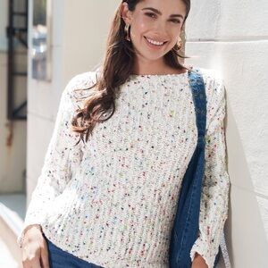 Twist Back Round Neck Sweater. Women's Multicolor Knit Sweater